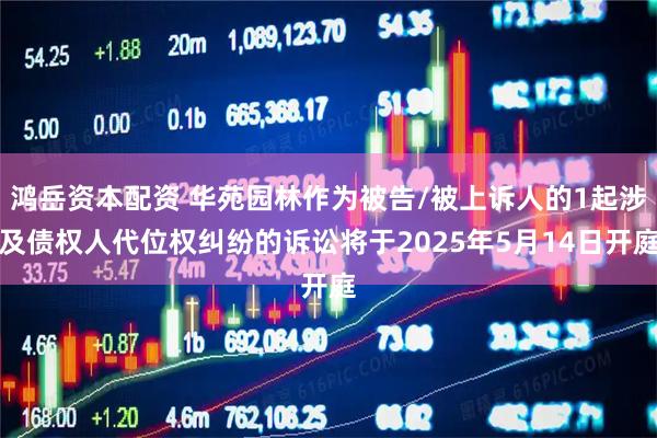 鸿岳资本配资 华苑园林作为被告/被上诉人的1起涉及债权人代位权纠纷的诉讼将于2025年5月14日开庭